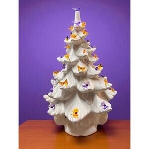 Ceramic Atlantic Mold White Christmas Tree 16” Halloween Purple/Orange +Blue Set